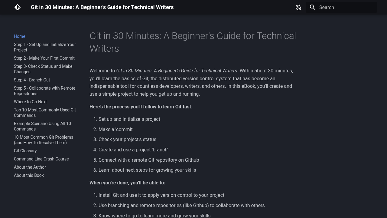 Git in 30 Minutes (website) screenshot